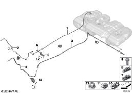 FUEL PIPE AND MOUNTING PARTS diagram for BMW X1 U11 18i