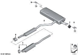 Uitlaatsysteem achter diagram for BMW X1 U11 18i