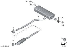 EXHAUST SYSTEM, REAR diagram for BMW 2 Series F78 Gran Coupé 225L