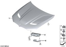 Ön kaput / montaj parçaları diagram for BMW 5 Series F90 M5 LCI M5 CS