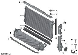 Elem. di fiss. radiatore diagram for BMW X1L U12 X1 20Li