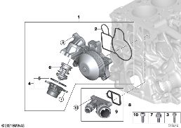 Syst. de refroidis.-pompe eau/thermostat diagram for BMW 3 Series E93 330d