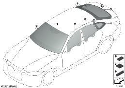 Vitrage diagram for BMW 4 Series G26 Gran Coupé LCI 430dX