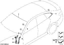 Pièces accolées vitrage diagram for BMW 4 Series G26 Gran Coupé LCI 430dX
