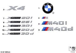 Эмблемы / надписи diagram for BMW X4 G02 LCI 20dX