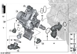 冷却システム - ポンプ/サーモスタット diagram for BMW X2 U10 20dX