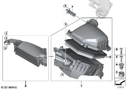 INTAKE MUFFLER/FILTER CARTRIDGE/HFM diagram for BMW X2 U10 18d
