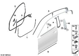 TRIM AND SEALS FOR DOOR, FRONT diagram for BMW 8 Series F93 M8 Gran Coupe M8
