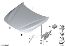 ENGINE HOOD/MOUNTING PARTS diagram for BMW 3 Series F30 LCI 340i