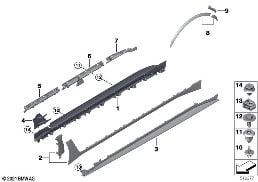 Cache M bas de caisse / passage roue diagram for BMW 4 Series G26 Gran Coupé LCI 430dX