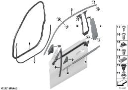 Caches et joints porte avant diagram for BMW 4 Series G26 Gran Coupé LCI 430dX