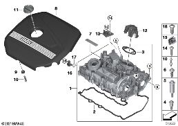 Coperchio testa/Pezzi di montaggio diagram for BMW X1L U12 X1 20Li