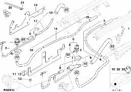 VALVES/PIPES OF FUEL INJECTION SYSTEM diagram for BMW 7 Series E38 L7