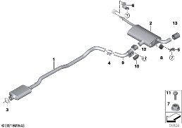 EXHAUST SYSTEM, REAR diagram for BMW 2 Series F45 Active Tourer LCI 216d