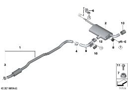 Výfukové potrubí zadní diagram for BMW 1 Series F40 116d