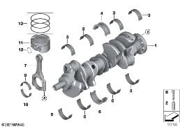 Acionamento de cambota biela/ pistão diagram for BMW X7 G07 M50iX