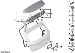 TRUNK LID, MOUNTING PARTS diagram for BMW 2 Series U06 Active Tourer 220d