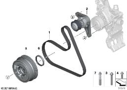 BELT DRIVE-VIBRATION DAMPER diagram for BMW 5 Series G60 Sedan 520i