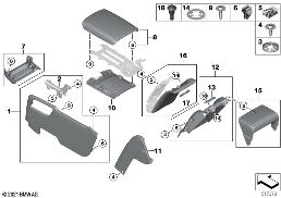 Aanbouwdelen middenconsole achterin diagram for BMW Rolls-Royce Cullinan RR31 Cullinan
