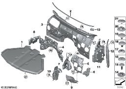 SOUND INSULATING FRONT diagram for BMW 7 Series G70 i7 xDrive60