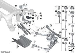 Držák zadní nápravy/zavěšení kola diagram for BMW 5 Series F90 M5 M5