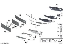 TRIM, DECOR ELEMENTS, FRONT diagram for BMW 3 Series F30 335i