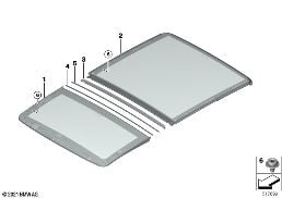 PANORAMA GLASS ROOF GLASS PANEL diagram for BMW X3 G01 30iX