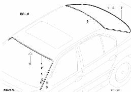 WINDOW MOUNTING PARTS diagram for BMW 7 Series E38 735iL