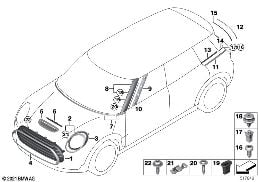 Dış Kaplamalar / Izgara diagram for BMW MINI Clubman F54 One