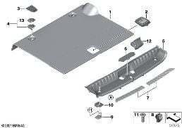 트림패널 트렁크룸 바닥 PHEV diagram for BMW X3 G01 LCI 30eX