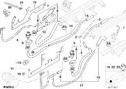 VALVES/PIPES OF FUEL INJECTION SYSTEM diagram for BMW 7 Series E38 L7