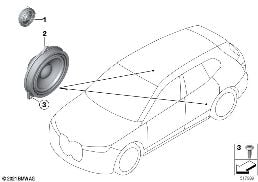 ชิ้นส่วนแยก, ลำโพงประตูด้านหลัง diagram for BMW X1 U11 18d