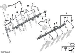 HIGH-PRESSURE RAIL/INJECTOR/LINE diagram for BMW Rolls-Royce Ghost RR21 Ghost