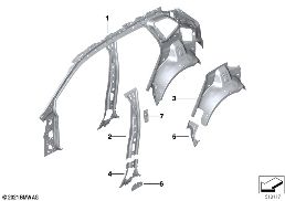 SIDE FRAME SECTION, INNER diagram for BMW 2 Series U06 Active Tourer 220d