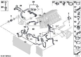 Chladicí systém - hadice chlazení diagram for BMW 5 Series F10 LCI 535iX