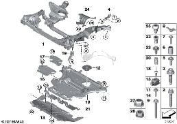 FRONT AXLE SUPPORT, 4-WHEEL diagram for BMW 7 Series G11 730dX