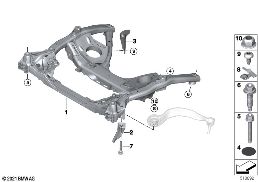 балка переднего моста diagram for BMW 5 Series G38 LCI 535Le