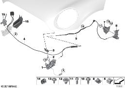 HOOD LOCKING SYSTEM diagram for BMW MINI Cabrio F57 LCI JCW