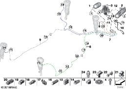 Regulacja poziomu/Przewody/Elem. dod. diagram for BMW 7 Series G12 740LeX