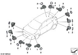 PARK DISTANCE CONTROL (PDC/PMA) diagram for BMW 2 Series U06 Active Tourer 220d