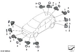 PARK DISTANCE CONTROL (PDC/PMA) diagram for BMW 2 Series U06 Active Tourer 220d