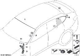 Остекление, дополнительные элементы diagram for BMW X4 G02 LCI 20dX