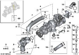 EXHAUST TURBOCHARGER HIGH PRESSURE diagram for BMW X7 G07 M50dX