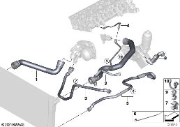 냉각시스템-냉각수 호스 diagram for BMW 5 Series F10 LCI 518d