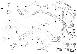 折疊式軟頂 安裝件 diagram for BMW MINI Cabrio R52 Cooper