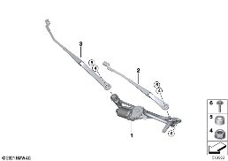 Jednotlivé díly stěrač skla diagram for BMW 2 Series U06 Active Tourer 230eX