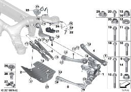 REAR AXLE SUPPORT/WHEEL SUSPENSION diagram for BMW X3 G01 LCI M40iX