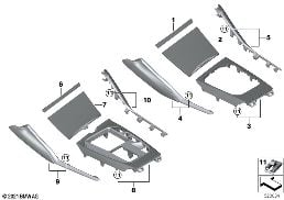 DECOR TRIMS, CENTRE CONSOLE diagram for BMW 3 Series G80 M3 M3 Competition