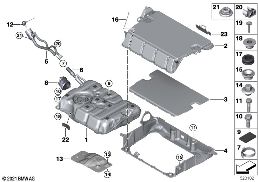 Benzinetank/aanbouwdelen diagram for BMW 5 Series G30 530e