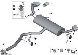 Uitlaatsysteem achter diagram for BMW X6 F16 35iX